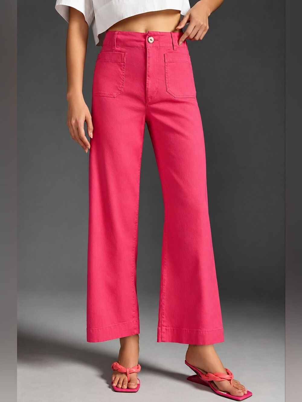 Maeve Colette European Linen Stretch High-Rise Wide-Leg Pants 31